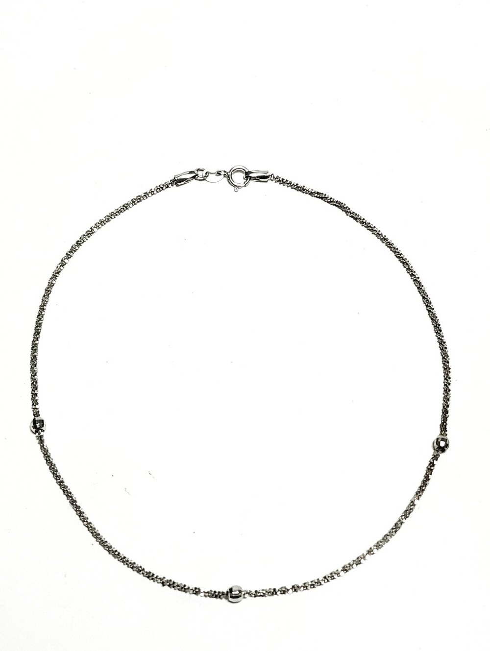 10K White Gold Rope & Balls Chain Anklet size 10.5" Italy - Picture 3 of 10